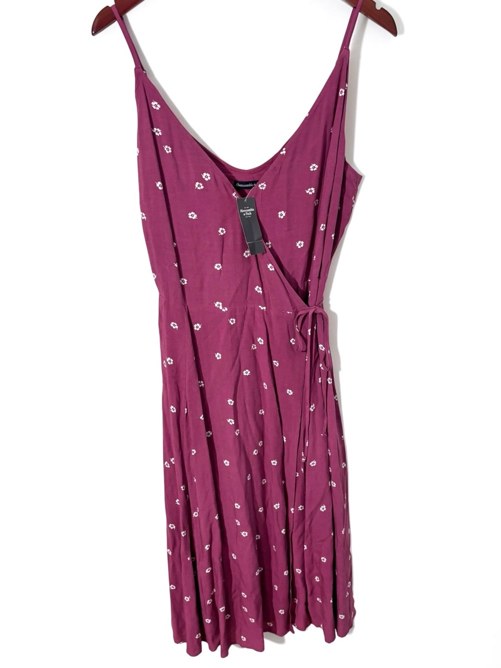 NWT Abercrombie & Fitch Mauve Pink Floral Wrap Midi Dress M